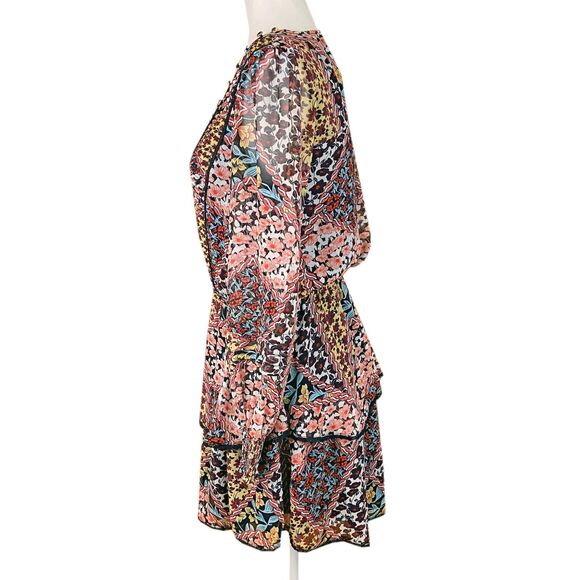 Allison New York Sammy Mini Dress Size S Floral Patchwork Chiffon Ruffles NWT - Picture 3 of 6